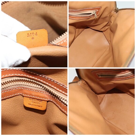 CELINE Macadam Canvas Hand Bag PVC Leather Brown Gold Auth - Picture 14 of 15